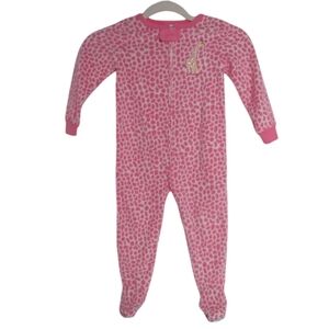 POLKATOTS‎ PINK & WHITE GIRAFFE PRINT FOOTED SLEEPER SIZE 3T VGC FLEECE